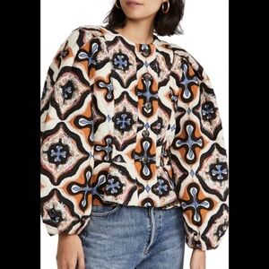 Ulla Johnson Leila Appliquéd
Printed Cotton Jacket In Multi size 2